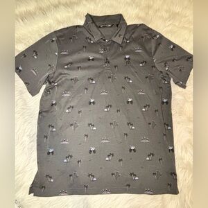 XL Travis Mathew Gray Polo Shirt with Palm Tree and Beer Print